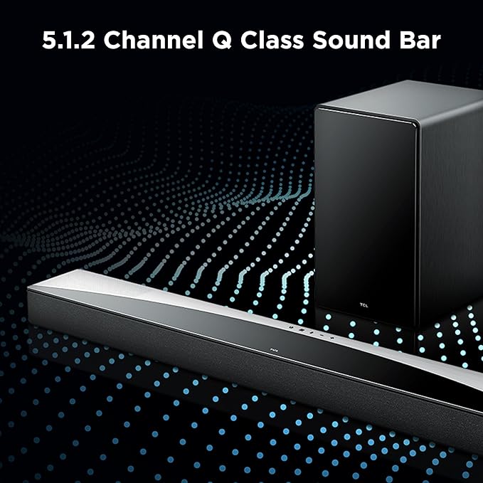 TCL Q75H Q Class 5.1.2 Channel Soundbar with Dolby Atmos, DTS:X, Ray Danz Technology, Wireless Subwoofer, and Bluetooth Music Streaming