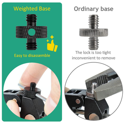 Rigych Camera Mount Screw 1/4" Male to 1/4" Male & 1/4" to 3/8" Tripod Screw Adapter with Hole 7 Pcs Set for Camera Tripod Mount Light Stand DSLR Equipped with Hex-L Key (Black)