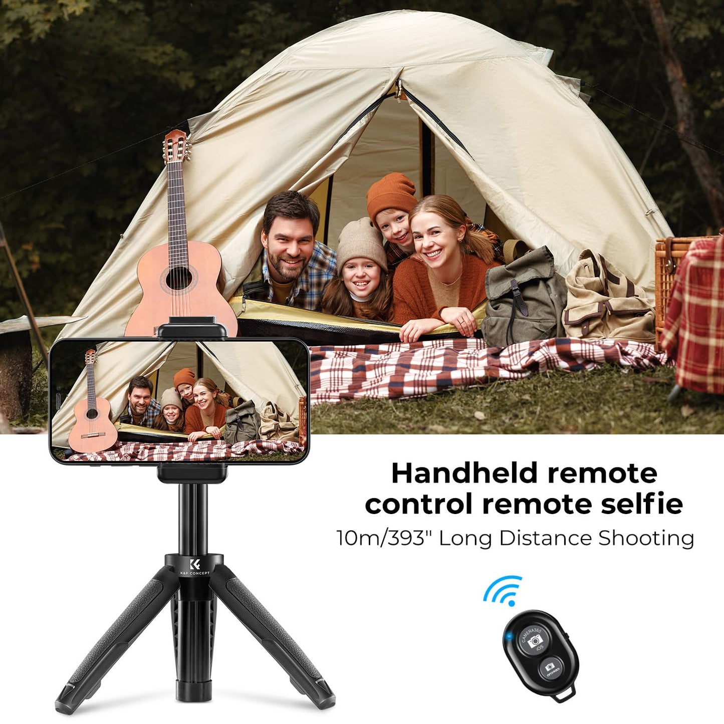 K&F Concept Selfie Stick Tripod. Black