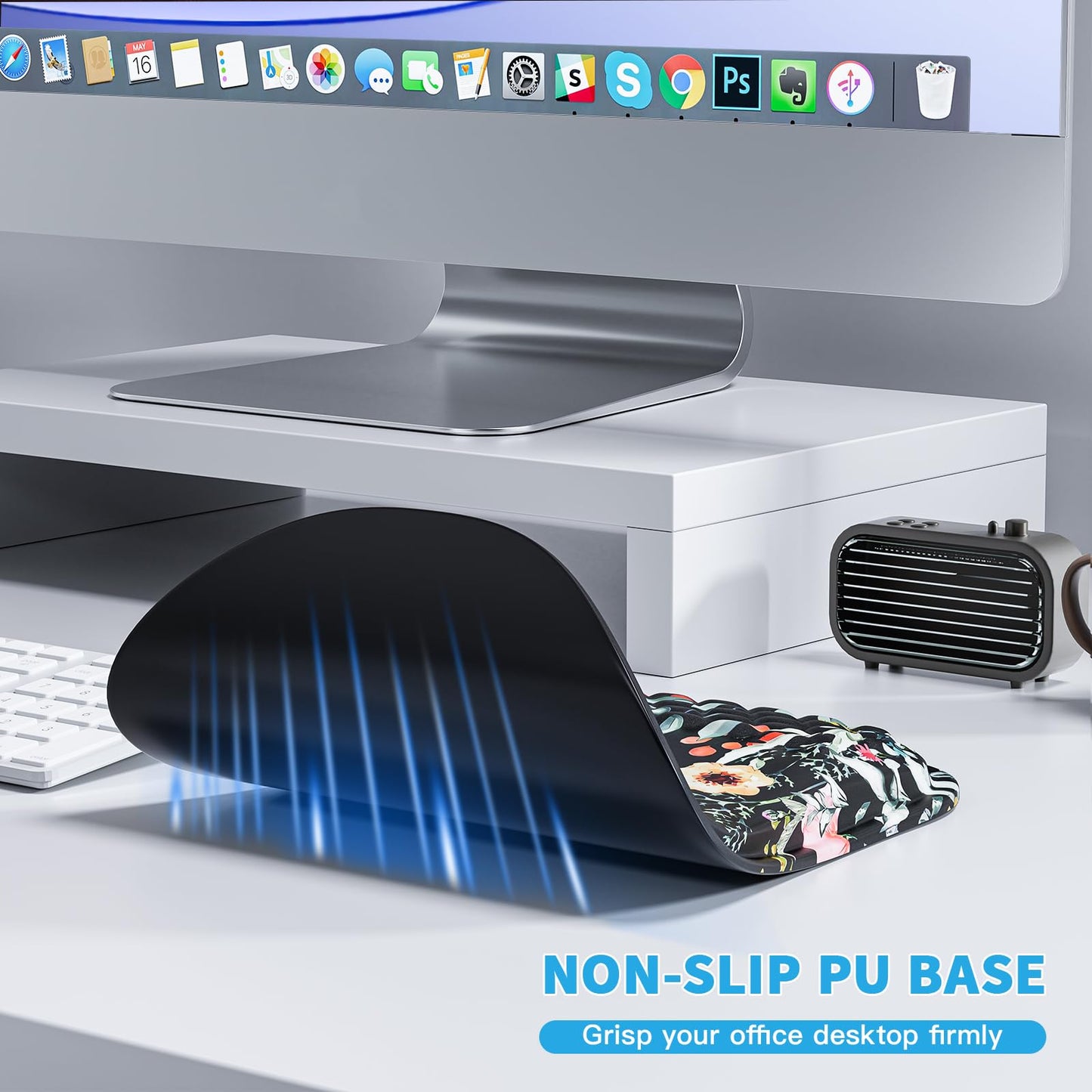 Aszqvd Ergonomic Mouse Pad with Wrist Support, Floral Mousepad for Desk