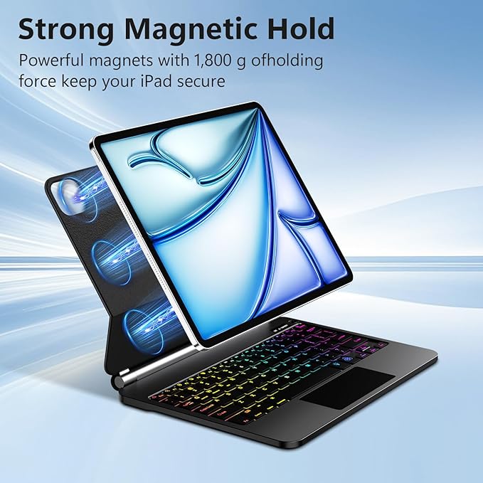 Keyboard Case for iPad Air 11-inch (M3 2025 / M2 2024) & iPad Pro 11 inch(1st/2nd/3rd/4th Generation)，Magic Magnetic Backlit Keyboard Case with Multi-Touch Trackpad- Easy-Set Floating Cantilever Stand