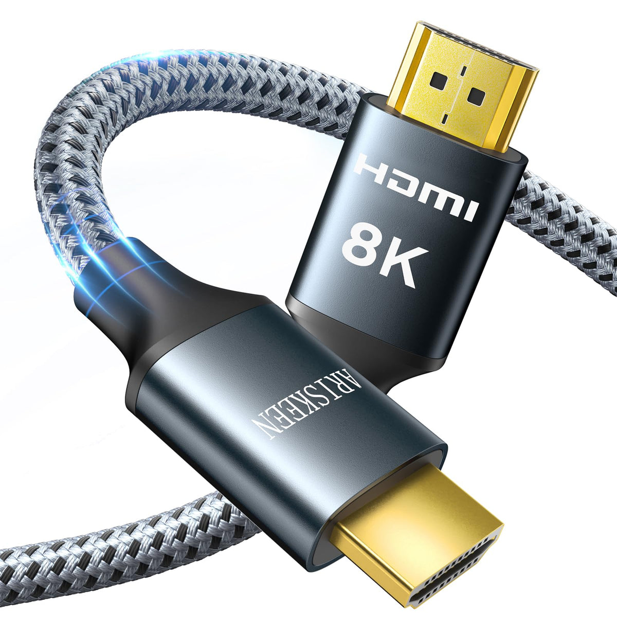 ARISKEEN 8K HDMI Cable 13 FT, 48Gbps High Speed HDMI 2.1 Cable, 8K 60Hz, 4K 120Hz 144Hz Braided HDMI Cord - 13 Feet