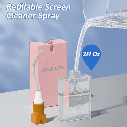 Screen Cleaner Spray and Wipe, Streak-Free Computer Screen Cleaner, Portable Laptop Cleaning Kit for Phone Car Touchscreen Monitor PC MacBook iPad TV Electronic, Refillable 2oz Spray Microfiber Cloth
