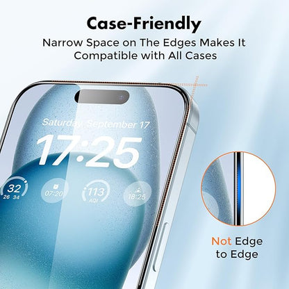 UNBREAKcable 2-Pack Screen Protector for iPhone 16 Plus, Double Shatterproof Tempered Glass [Easy Installation Frame] [9H Hardness] [99.99% HD Clear] [Case Friendly] for iPhone 6.7 inch