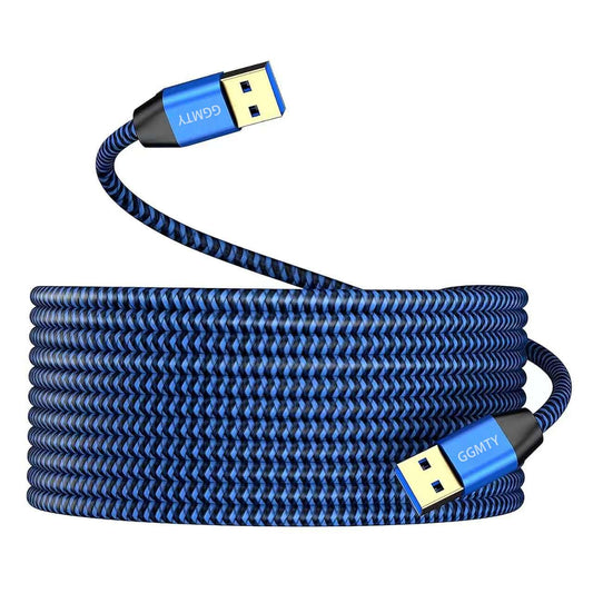 USB to USB Cable 15FT,Durable Braidedfor USB 3.0 Male to Male Type A to Type A Cable Data Transfer Compatible with Hard Drive, Laptop, DVD Player, TV, USB 3.0 Hub, Monitor, Camera, Set Up Box and More