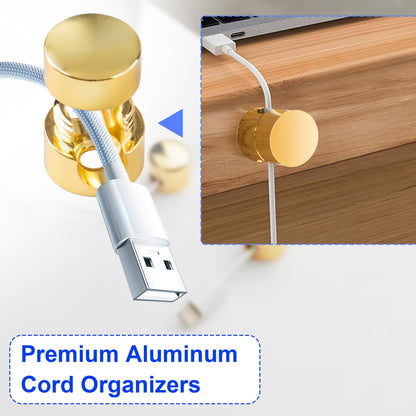SmallCat 3 Sets Charger Holders for Cords, Gold Metal Cord Holder for Desk