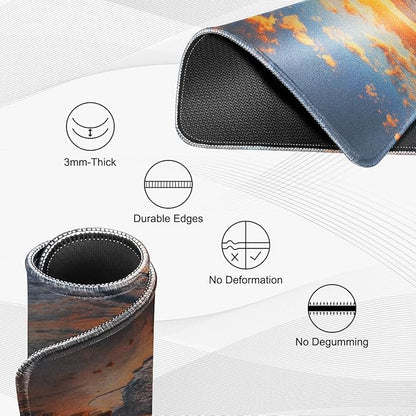 JIKIOU 3 Pack Mouse Pad with Stitched Edge, Comfortable Mouse Pads with Non-Slip Rubber Base, Washable Mousepads Bulk with Lycra Cloth, Mouse Pads for Computers Laptop Mouse 10.2x8.3x0.12in Sunset
