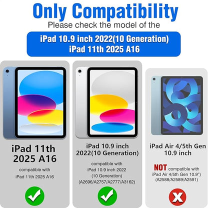 Nillkin for iPad A16 11th 10th Generation Case with Keyboard, Slide Camera Cover, Protective Detachable Wireless Keyboard with Pencil Holder and Trackpad for iPad 11 in A16 2025 10th Gen 10.9 in 2022