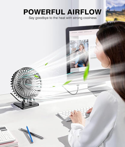 JZCreater USB Desk Fan, Mini Portable, 3 Speeds - Quiet Personal Cooling Fan for Home Desktop Office Travel Bedroom, Deep Black (2Pack)