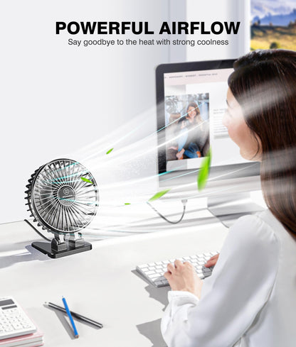JZCreater USB Desk Fan, Mini Portable, 3 Speeds - Quiet Personal Cooling Fan for Home Desktop Office Travel Bedroom, Deep Black (2Pack)