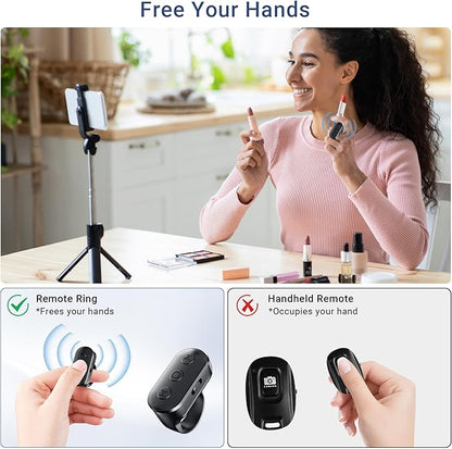 Phone Camera Remote Control with Zoom for iPhone & Android, Rechargeable Bluetooth Camera Remote with Front/Rear Camera Switch, Fingertip Wireless Bluetooth Clicker for Photo & Video Recording.