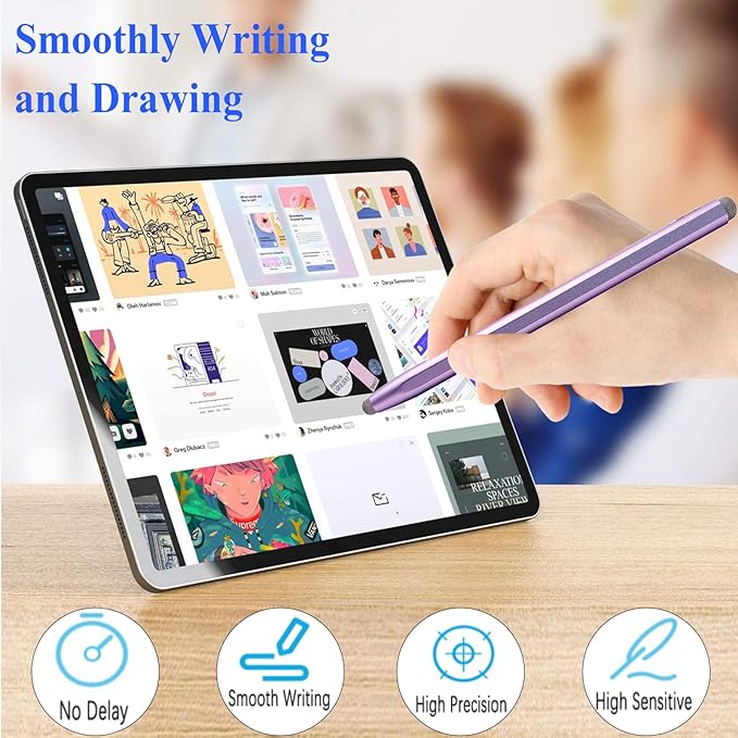 Stylus Pen for Touchscreen with Magnetic, Kenkor 2PCS Tablet Pencil for Apple iPad/iPad Air/Mini/Pro/iPhone/Android/Huawei/Cellphone/Samsung/Galaxy All Universal Touch Screen Devices (Purple/Pink)