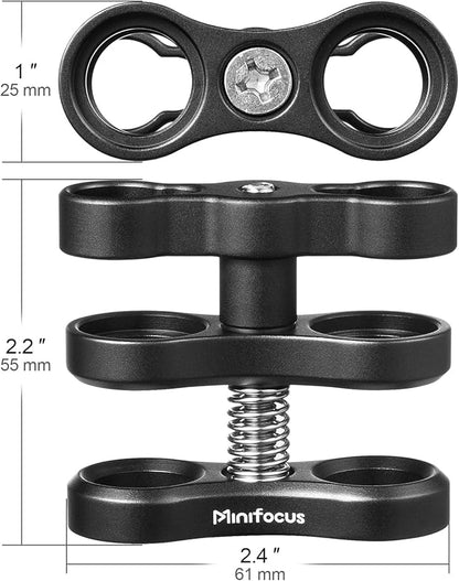 MINIFOCUS 2PCS 1'' Aluminum Ball Clamp Mount for Underwater Diving Light Arms Tray System, Photography Diving Camera, 360° Clip Adapter Bracket for Action Camera Flashlight Arms System