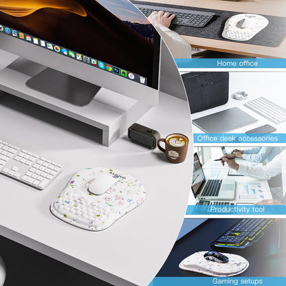 Aszqvd Ergonomic Mouse Pad with Wrist Support, White Mousepad for Desk