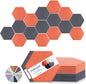 Mollywell Hexagon Acoustic Panels, High Density, Soundproofing, Decorative Noise Reduction Felt Wall Tiles for Ceilings, Home Office & Gaming Room (Moon Gray and Orange), 14x12x0.4 Inch