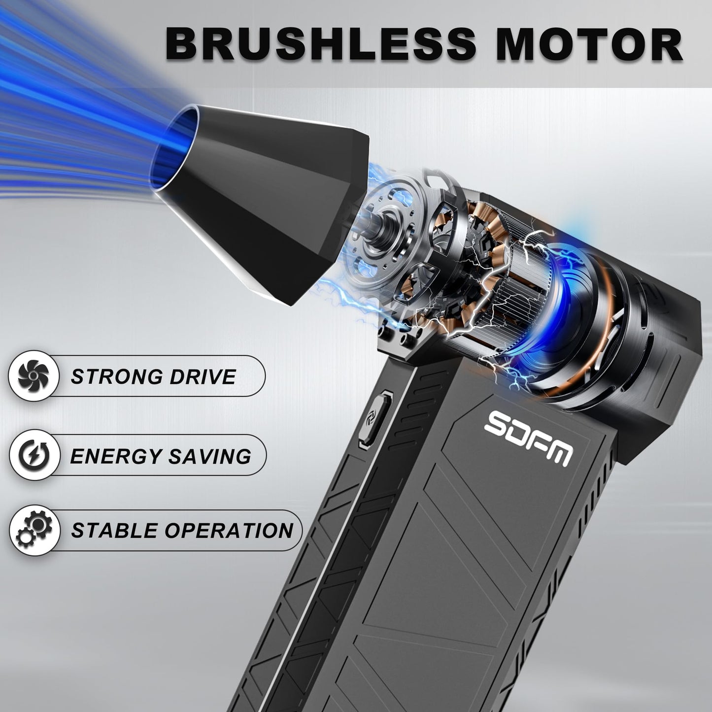 SDFM Compressed Air Duster - 3-Gear Adjustable Rechargeable Air Duster