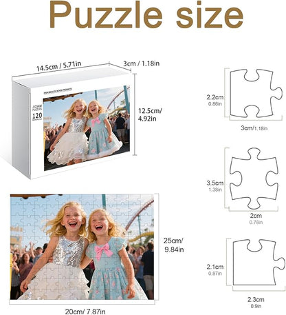 Personalized Photo Puzzle with Glossy Finish – Custom Jigsaw Puzzle 120/200/300/500/1000/1500 Pieces for Family, Couples, Pets, Birthdays, and Weddings (120-Horizontal)