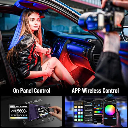 Mettlelite LS800C RGB Light Stick and Mettlelite SPL420C LED Video Light Full Color Video Light with APP Control 2800K-8000K CRI96 TLCI97 RGB CCT HSI Mode LED Light Bundle
