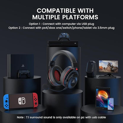 EKSA E900 Pro USB Gaming Headset for PC - Computer Headset with Detachable Noise Cancelling Mic, 7.1 Surround Sound, 50MM Driver - Headphones with Microphone for PS4/PS5, Xbox One, Laptop, Office