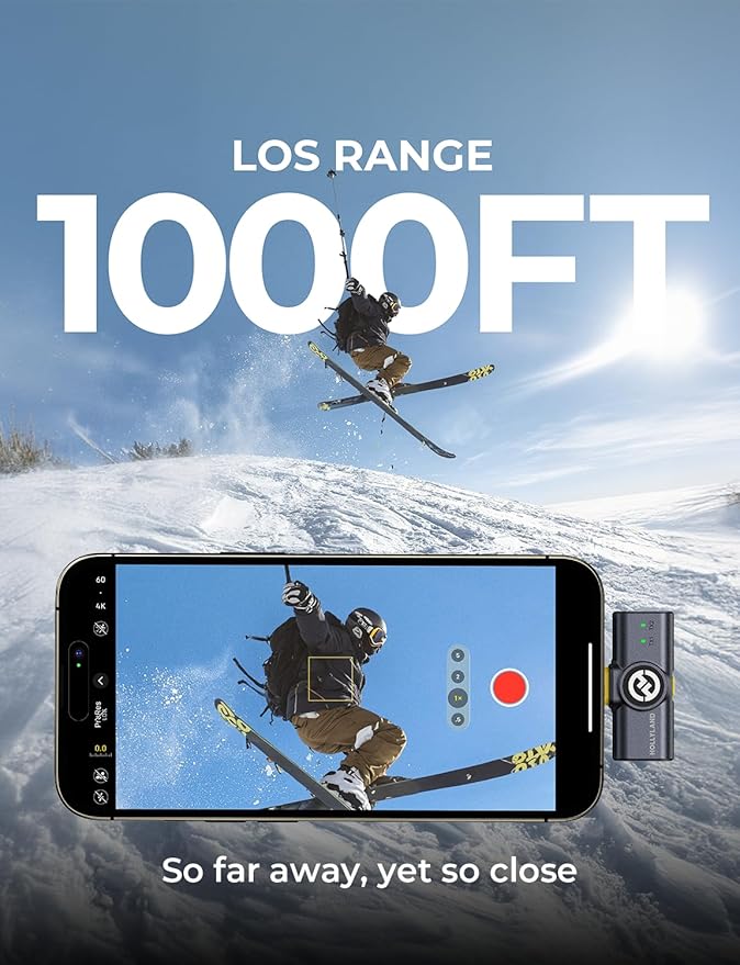Hollyland Lark M2 Wireless Lavalier Microphone for iPhone15/16&Android, USB C Mini Lapel Microphone Wireless, 1000ft Range, Hi-Fi Audio, Noise Cancellation, 30H Battery for Video Recording, Streaming