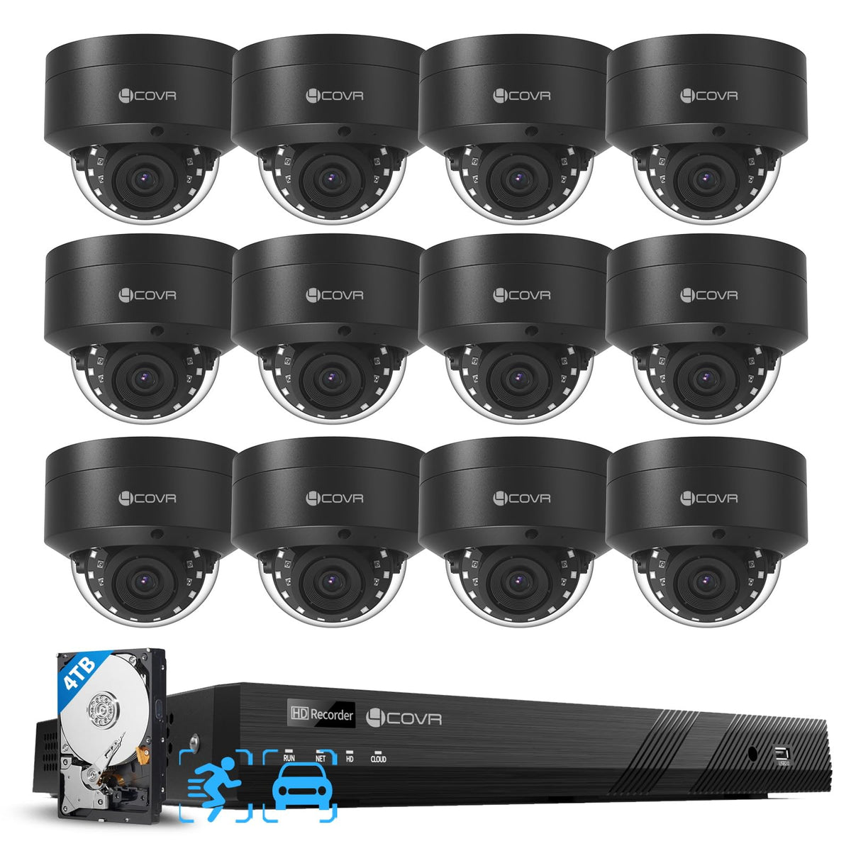 4COVR PoE 16 Camera Security System 4K for Business & 4TB HDD, LY54AB8M1616
