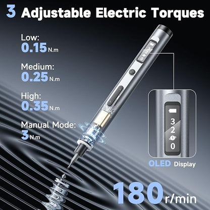 65-IN-1 Mini Electric Screwdriver Cordless, Precision Screwdriver Magnetic Bits Set with Case, 3 Torques Settings, LED lights, Portable Repair Tool Kit for Electronics Phone Watch