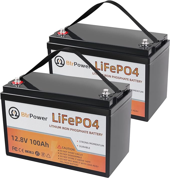 2 Pack 12v 100ah lithium battery lifepo4 24v lithium iron phosphate deep cycle marine battery 12 volt pack for rv solar system home storage trolling motor
