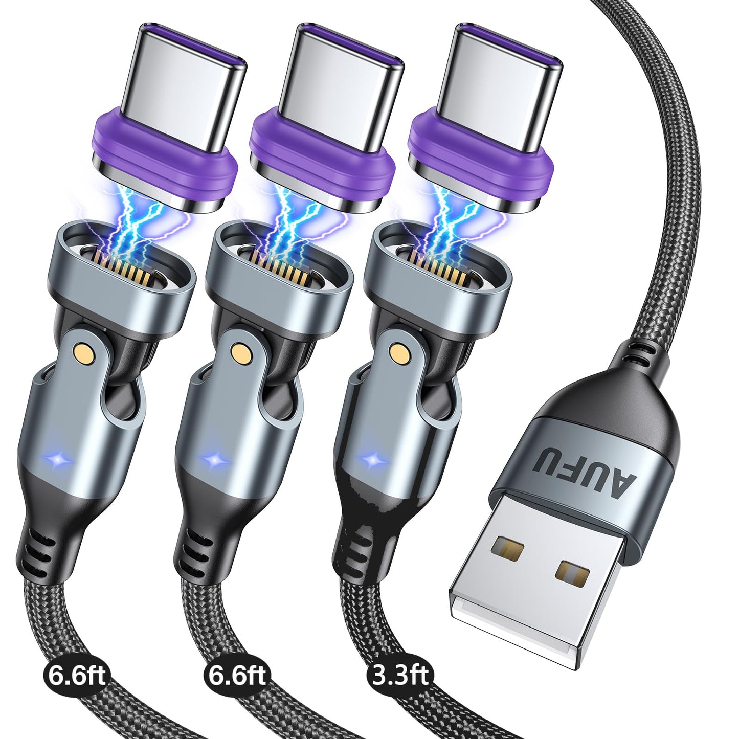 AUFU 16PIN USB-C Magnetic Charging Cable 3-Pack