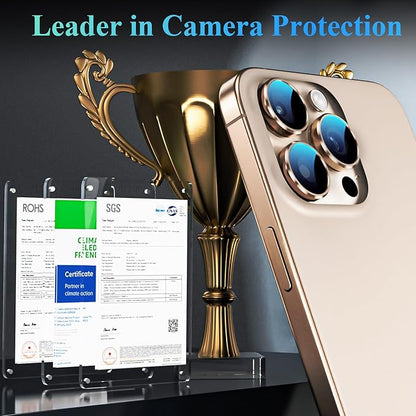 YWXTW Camera Lens Protector for iPhone 16 Pro/iPhone 16 Pro Max, [1 Step Installation Tray] Tempered Glass Screen Protector Metal Individual Camera Cover Accessories (Desert Titanium-2Pack)