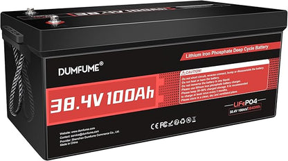 Dumfume 38.4V(36V) 100Ah LiFePO4 Lithium Golf Cart Battery,Built-in 200A BMS & 15000 Cycles High Energy Density for Golf Carts/Utility Vehicles/RV Backup Power