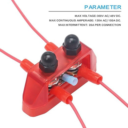 Recoil S2P-516 Busbar Dual 5/16” Studs and #8 Screw Terminal Power Distribution Block with Ring Terminals Pair Red & Black