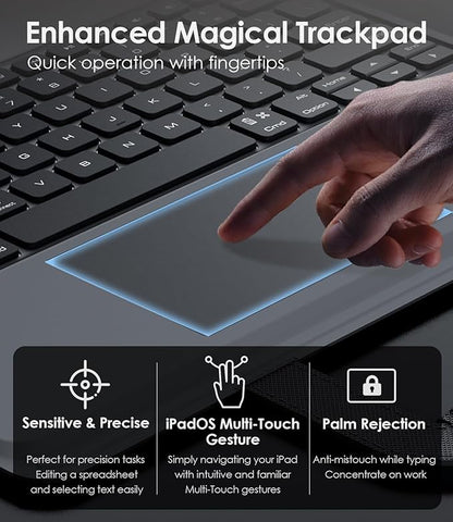 Nillkin Carry Go Keyboard Case for iPad Air 13 inch (M3/M2) with Handle, iPad Pro 12.9 (3rd/4th/5th/6th Gen) Rugged Case with Detachable Keyboard, Magic Trackpad, 7 Colors Backlit, Camera Cover, Black