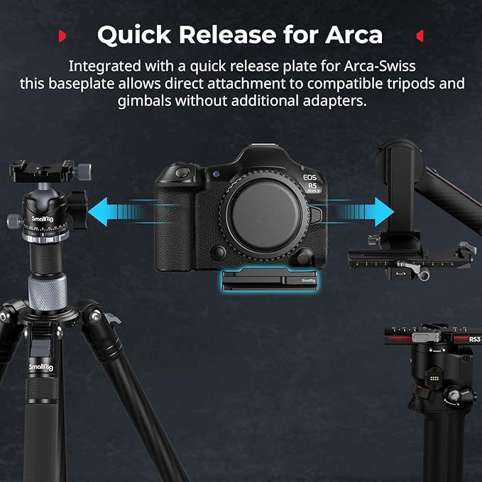 SmallRig Mount Plate for AirTag, Quick Release Camera Mount Baseplate for Arca-Type, Built-in EVA Pad, 1/4"-20 Screws, for Canon EOS R5 / R5 C / R5 Mark II / R6 / R7 / R10 - MD5424