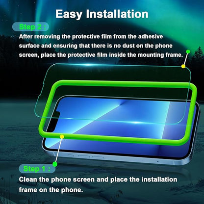 Blue Light Screen Protector for iPhone 16e iPhone 13 iPhone 13 Pro & iPhone 14 (6.1inch), Eye Protection Tempered Glass Film, Scratch-Resistant, No Bubble with Easy Installation Kit, 2 Pack