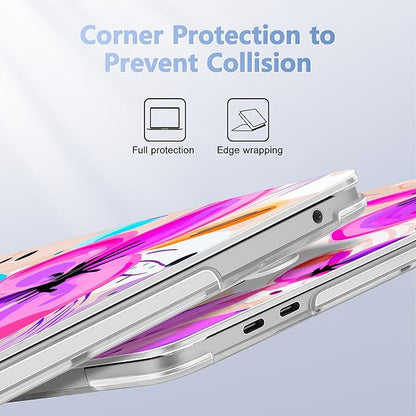 Case for MacBook Pro 13 inch with/Without Touch Bar (2016-2022, M2 A2338 M1 A2289 A2251 A2159 A1989 A1706 A1708), Hard Shell + Keyboard Cover + Dust Plug, Trendy Floral