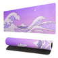 Purple Japanese Sea Wave Gaming Mouse Pad - Large Desk Mat with Non-Slip Base and Stitched Edge for Gaming and Office - 31.5x11.8 Inch