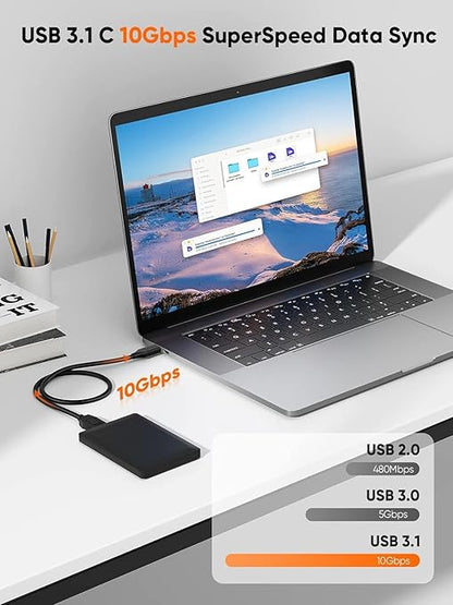 CableCreation 4FT*2 USB C to Micro B Cable,10Gbps Speed External Hard Drive Braided,USB 3.1 Type C to Micro B Work for iPhone 15/16,Seagate WD Westgate My Passport,MacBook Pro, iPad/Tablet,Black