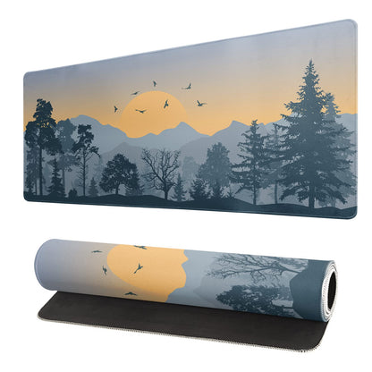 Mountain Gaming Mouse Pad 31.5x11.8 Inch Forest Large Mousepad Extended Grey Mousepad Gaming Non-Slip Rubber Base Stitched Edges Keyboard Mouse Mat Desk Pad for Office Home and Game