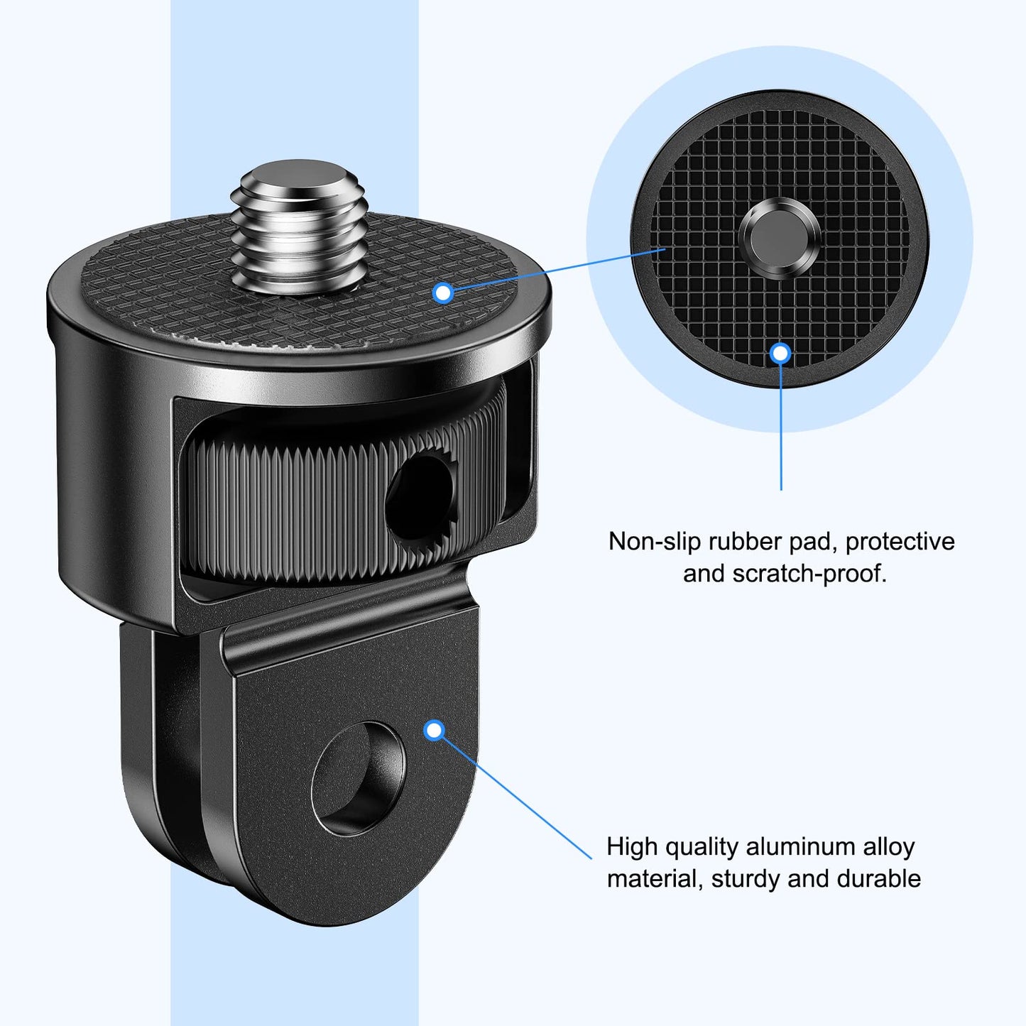 Starbea 2 Pieces Camera Tripod Mount for Gopro Adapter 360°Adjustable Aluminum Alloy Conversion Adapter for GoPro Hero, Insta360, Sjcam Action Cameras and Other Standard 1/4 Accessories (GC-1)
