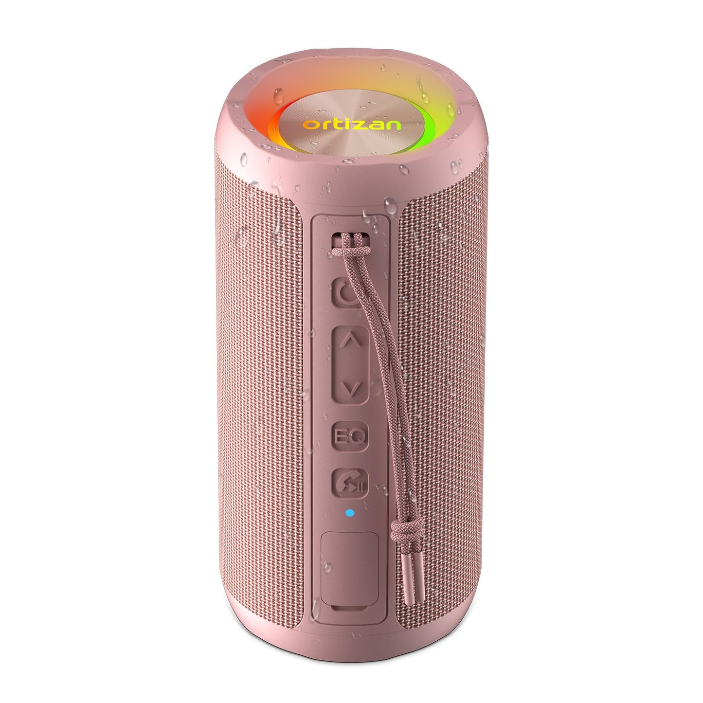 Ortizan Wireless Portable Bluetooth Speaker, IPX7 Waterproof, Dustproof and Rustproof, Powerful 24W Sound, Enhanced Bass, 30 Hour Battery, 360° Party Light, and Stereo Pairing (BT 5.3), Gifts - Pink