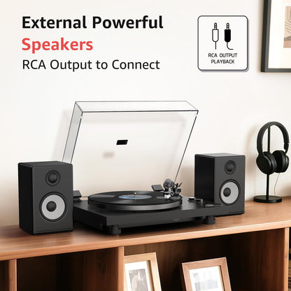 Retrolife Record Player Wireless Output Turntables AT-3600L Cartridge Black
