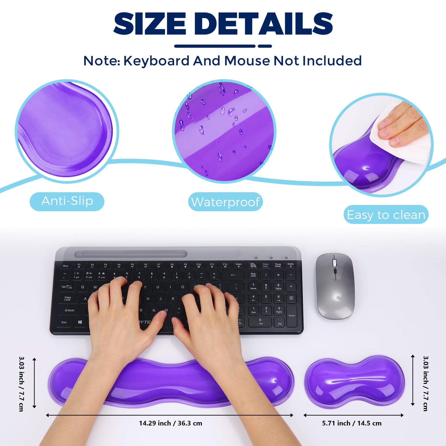 ABRONDA Gel Wrist Rest for Keyboard and Mouse, Wrist Rest for Keyboard, Mouse Wrist Support, Pain Relief, Cool Touch, Non-Skid, Mouse Wrist pad