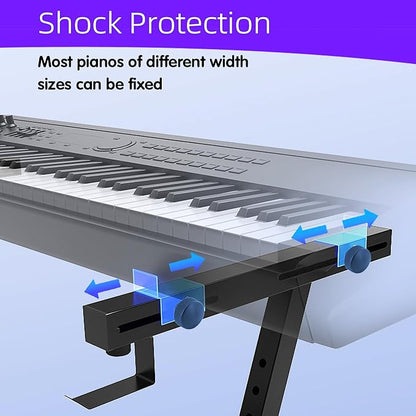 Dual Piano Keyboard Stand with 2nd Tier - Z Style Adjustable and Portable 2 Tier Heavy Duty Music Stand for Synths and Electric Digital Keyboards - Fits 54 61 88 Key Pianos