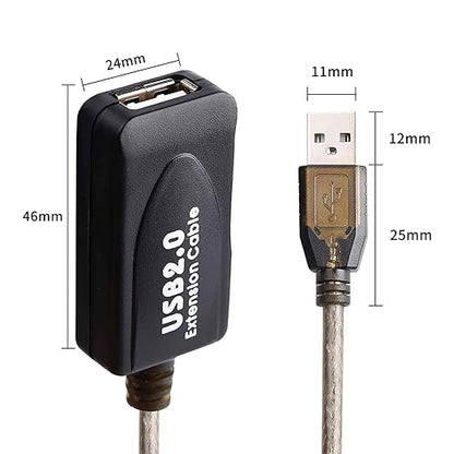 30 FT USB Extension Cable, USB 2.0 Type A Male to A Female Active Repeater Extension Cable 30 ft, High Speed 480 Mbps