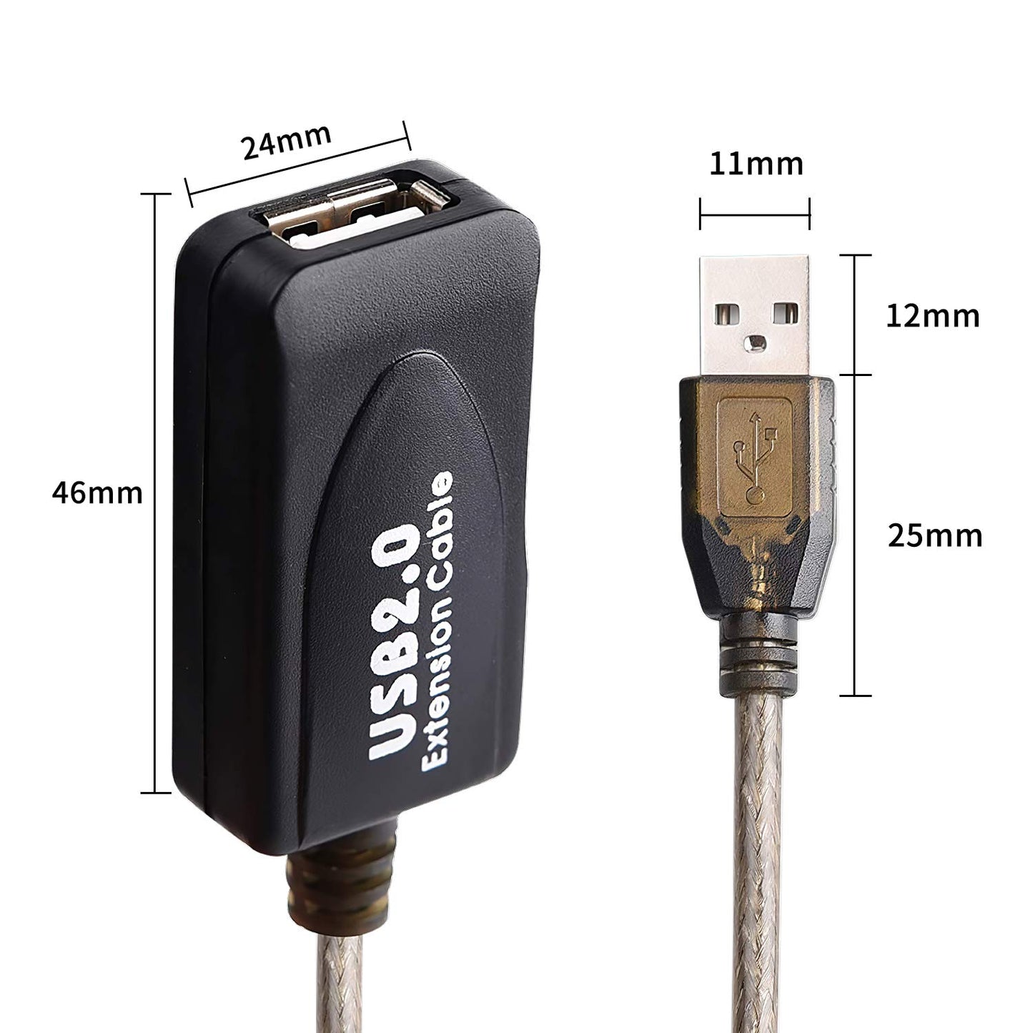 30FT USB Extension Cable, GGMTY USB 2.0 Type A Male to A Female Active Repeater Extension Cable 30ft, High Speed 480 Mbps