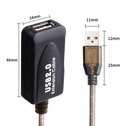 30FT USB Extension Cable, GGMTY USB 2.0 Type A Male to A Female Active Repeater Extension Cable 30ft, High Speed 480 Mbps