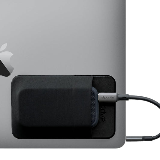 Slipdrive - Portable Hard Drive Sleeve for Laptop - SSD Solid State Drive - Reusable Adhesive - Stick on External Hard Drive Carrying Case - Pocket Pouch (Small, Black)
