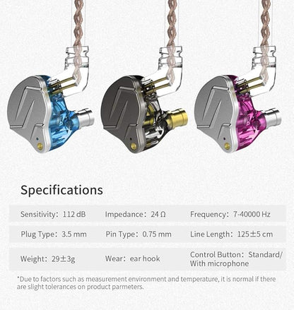 KZ ZSN Pro Dual Drivers 1BA 1DD in Ear Earphones HiFi Power Bass Earbuds Headphones High Clarity Sound Wired Earphones with Detachable Cable for Audiophile Musician