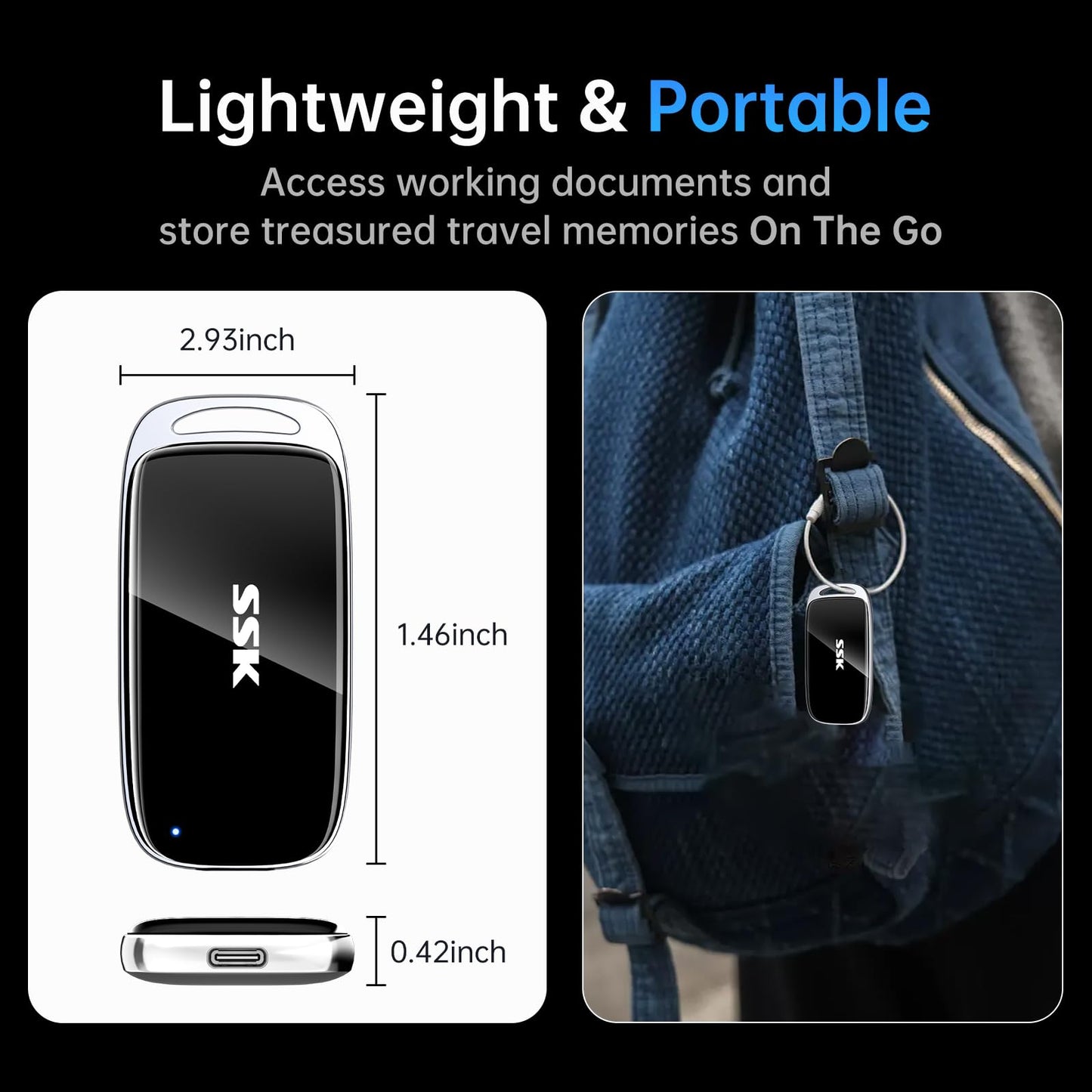 SSK 2TB Portable SSD External Solid State Hard Drive USB3.2 Gen2x2 20Gbps