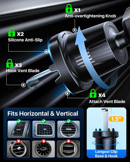 YRU [2026 Upgraded Military-Grade Metal Hook Phone Holders for Your Car